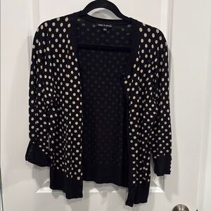 Cable & Gauge Polka Dot Cardigan in Black and Cream